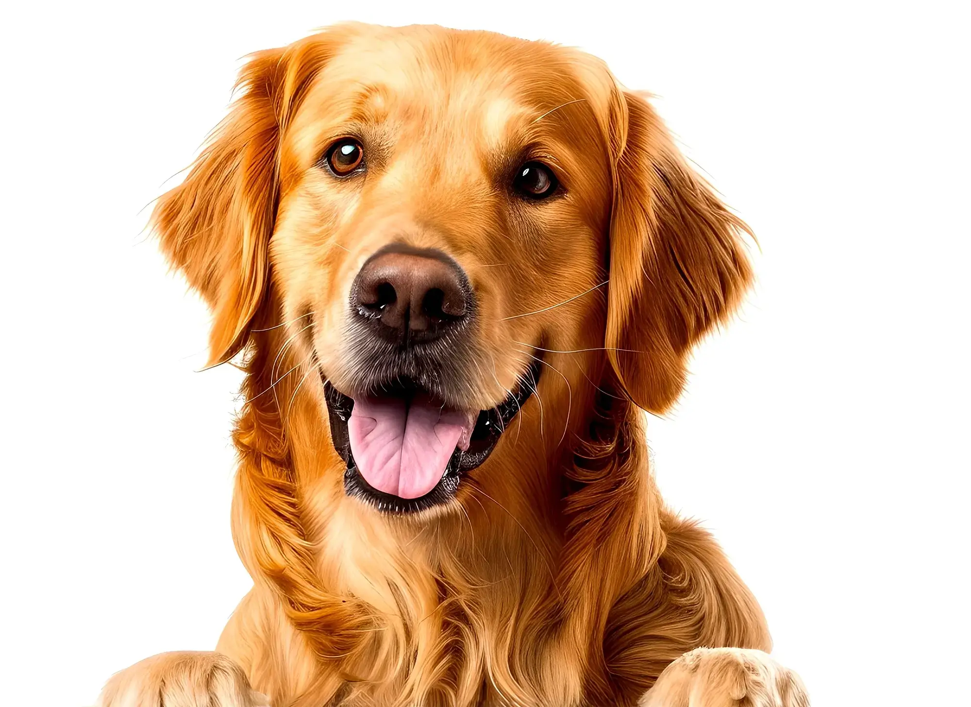 Happy Golden Retriever with Paws Propped on Edge